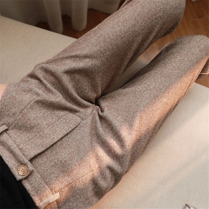 Exeter Brushed Herringbone Trousers - Brown