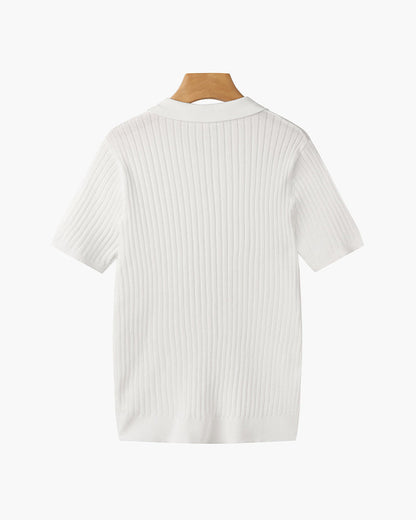 Ashford Ribbed Knit Polo - White