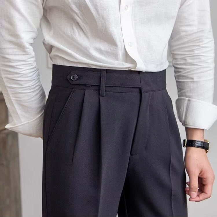 Kingsbridge Buckle-Tab Trousers - Black