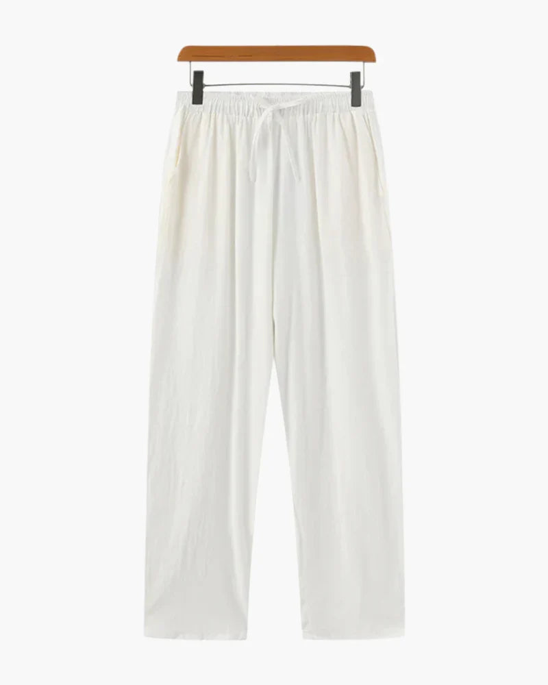Amalfi Drawstring Linen Trousers - White