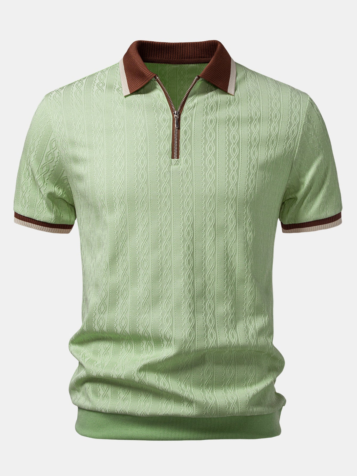 Marlow Zip Knit Polo - Light Green