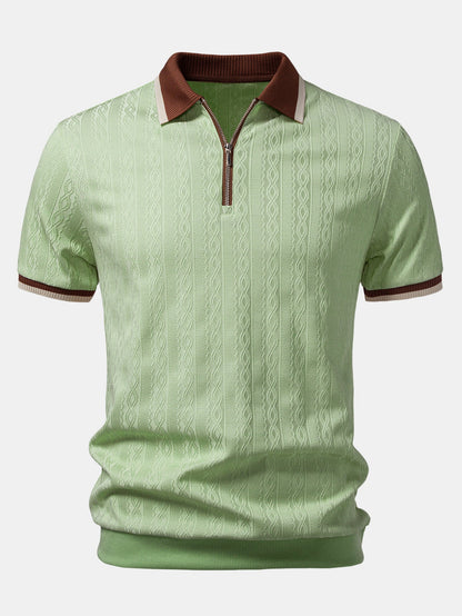 Marlow Zip Knit Polo - Light Green