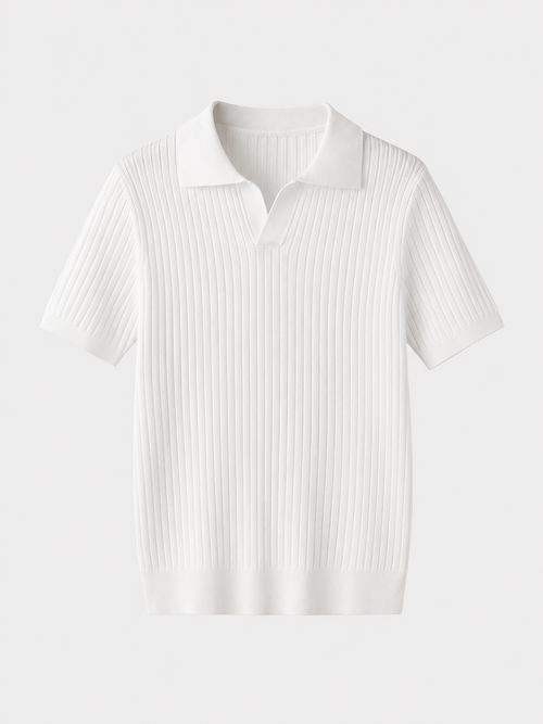 Ashford Ribbed Knit Polo - White