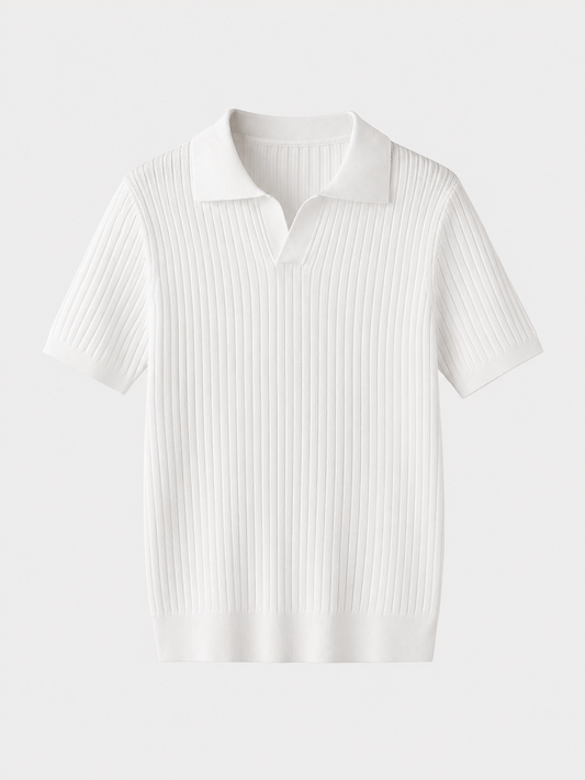 Ashford Ribbed Knit Polo - White