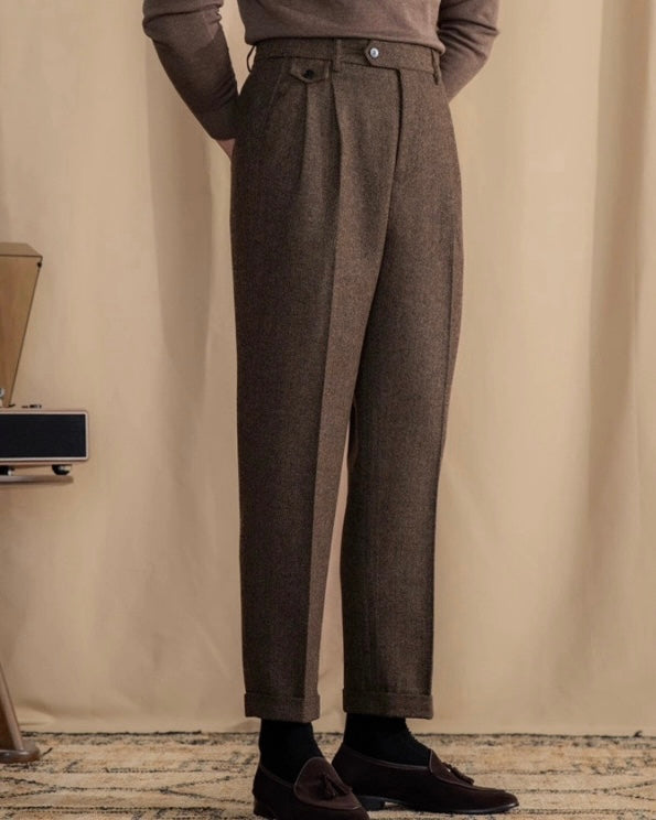 Hampstead Herringbone Trousers - Chestnut