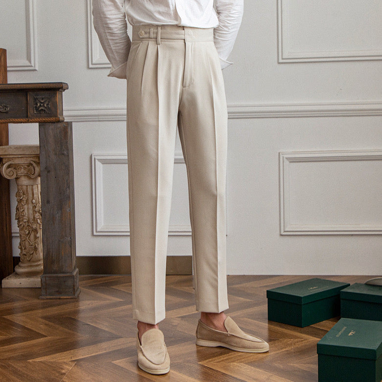 Kingsbridge Buckle-Tab Trousers - Beige