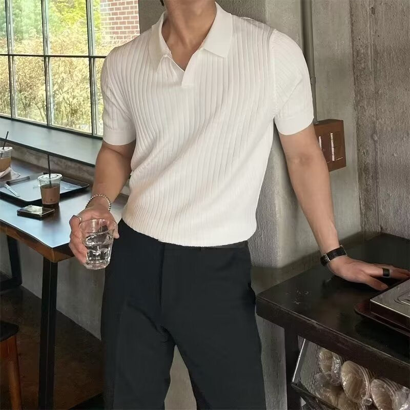 Ashford Ribbed Knit Polo - White