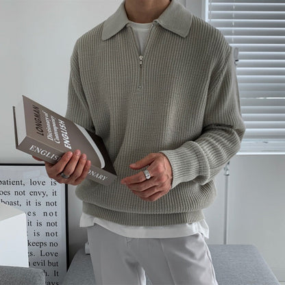 Somerset Zip Collar Knit - Grey