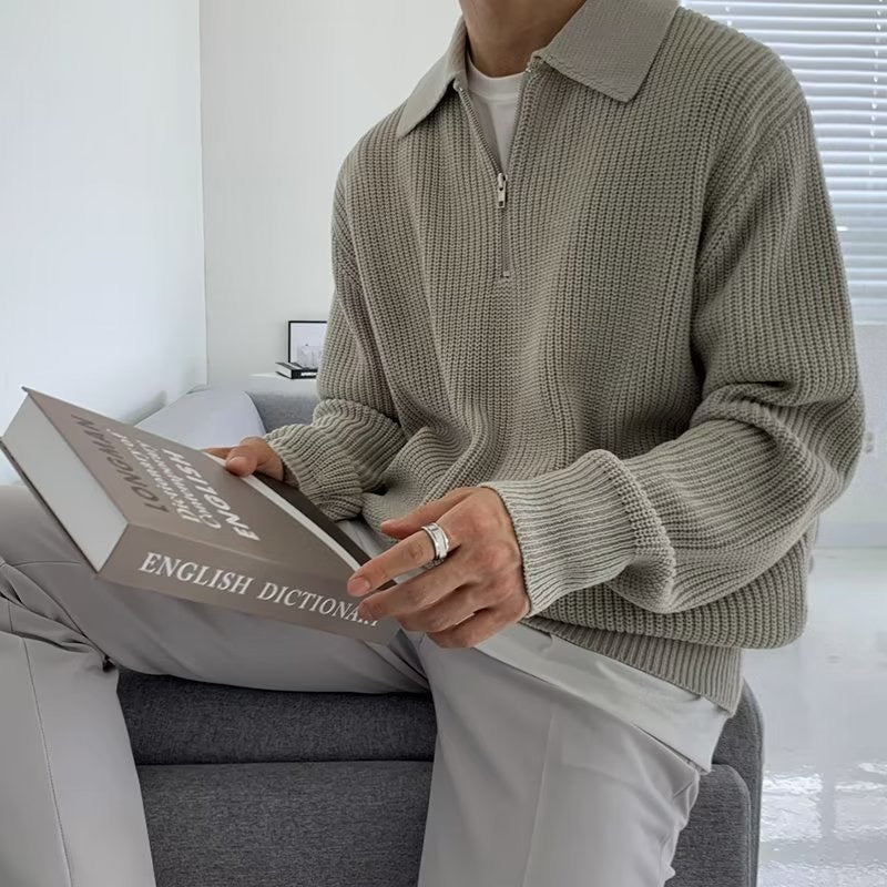 Somerset Zip Collar Knit - Grey
