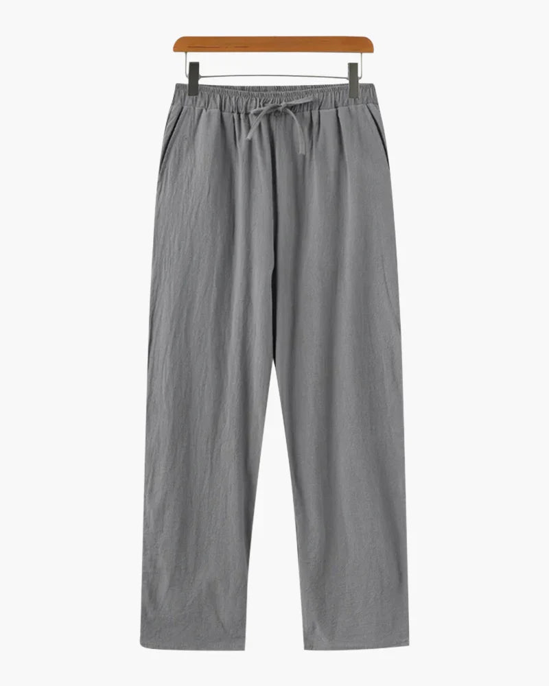 Amalfi Drawstring Linen Trousers - Gray