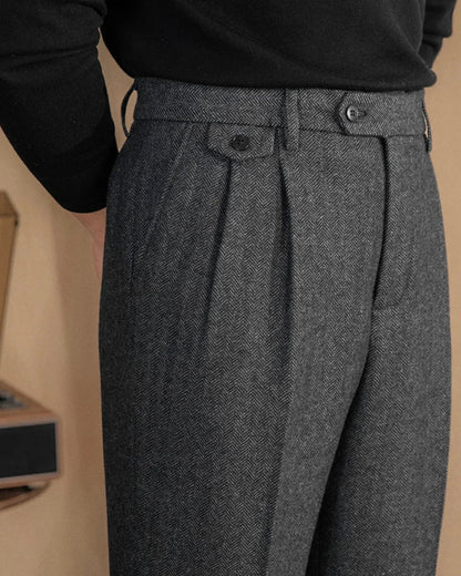 Hampstead Herringbone Trousers - Gray