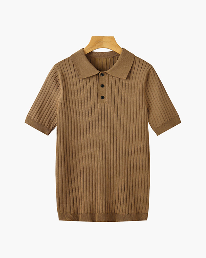 Wexford Button Knit Polo - Light Brown