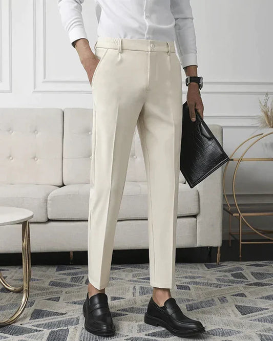 Oxford Classic Pleated Trousers - Beige
