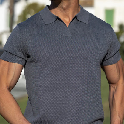 Riviera V-Neck Polo - Dark Grey